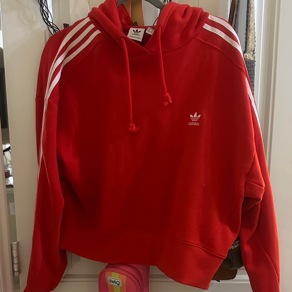 Adidas Scarlet Hoodie with White Accents